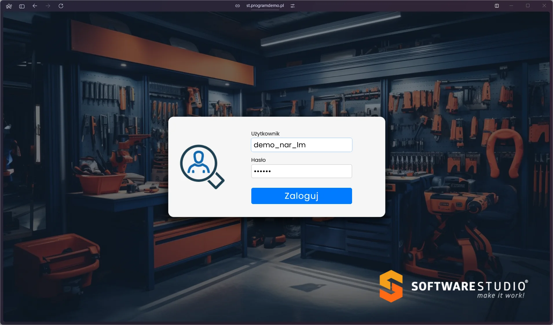 Ekran logowania systemu Studio TCS.net - formularz logowania użytkownika